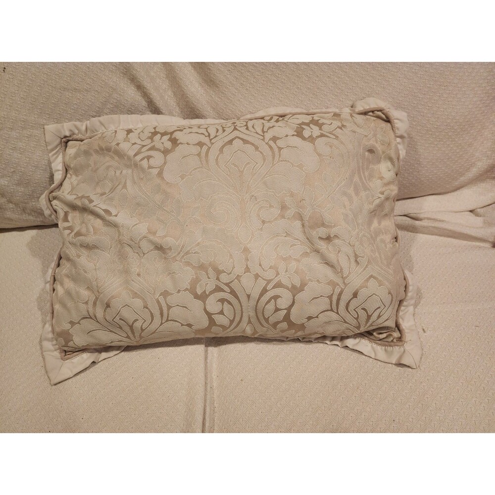 2 Champagne Tan Brown Damask Standard Pillow Sham 20 x 26"